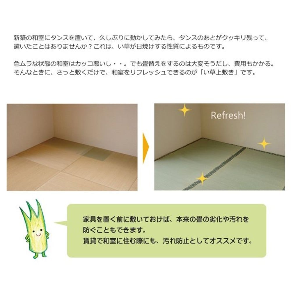 純国産 い草 上敷き カーペット 双目織 『松』 六一間 【メーカー直送・代引不可】, い草, 六一間2畳(約185&times;185cm）
