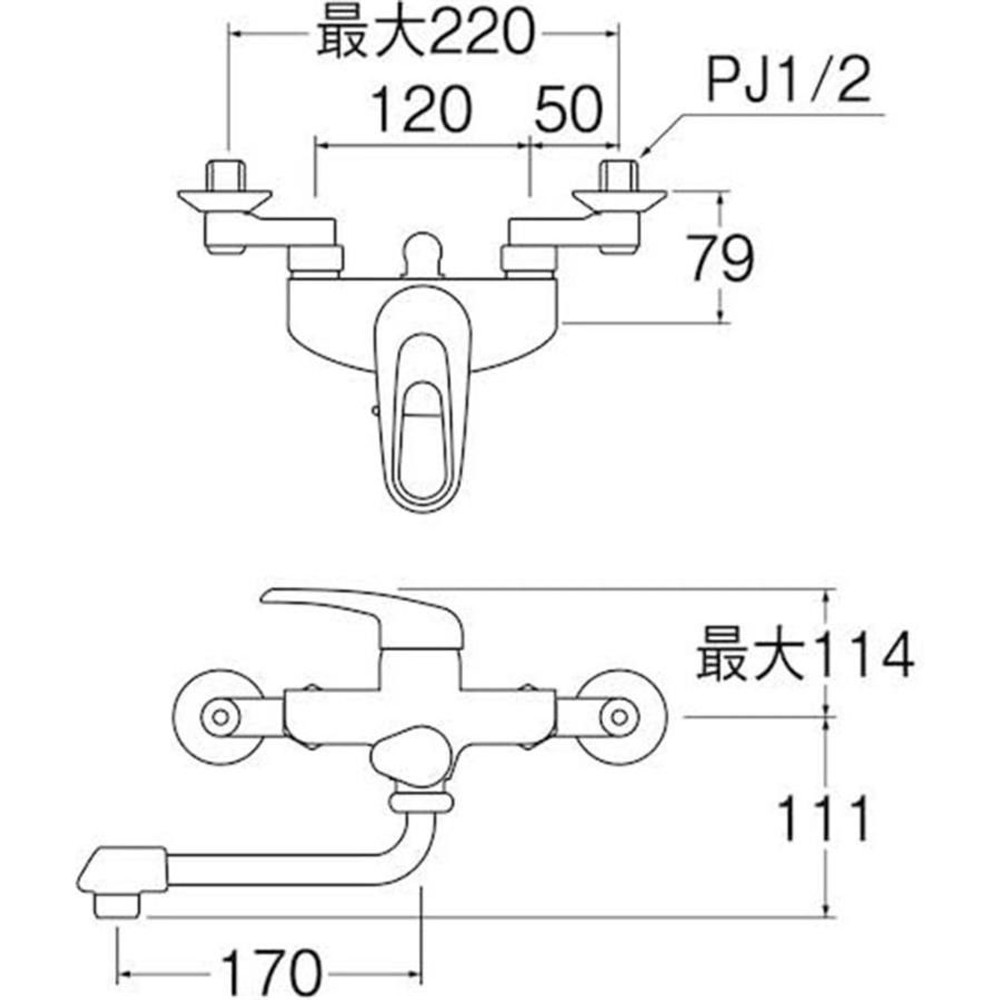 SANEI シングルシャワー混合栓 一般地用 CSK1710D-13, シルバー, CSK1710D-13