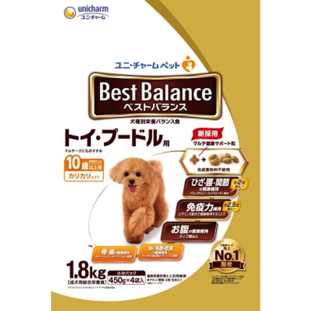 ユニチャーム　ベストバランス　プードル10歳　1．8ｋｇ, トイプードル10歳以上, 450g&times;4袋