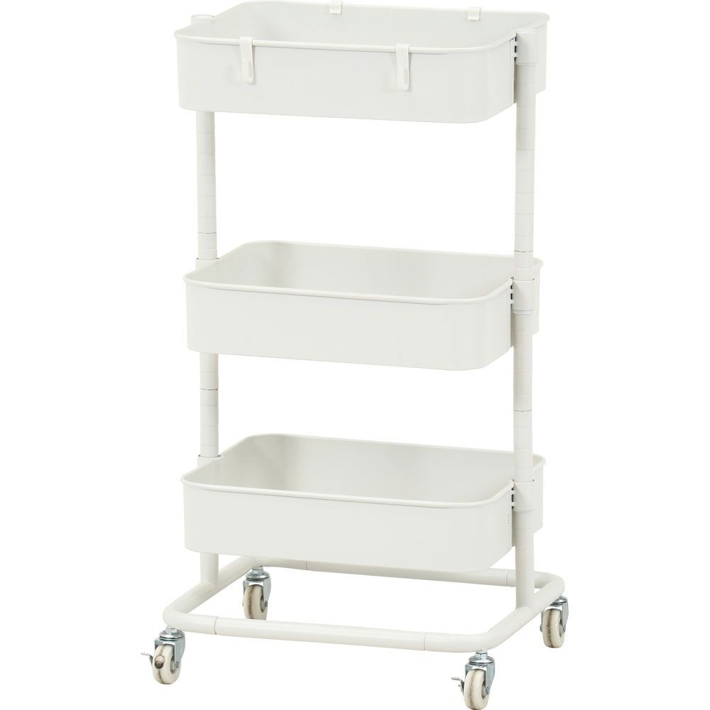 不二貿易 高さが調整できるワゴン　マルシェ　オフホワイト【メーカー直送・代引不可】, ホワイト, 幅420mm&times;奥行360mm&times;高さ780mm