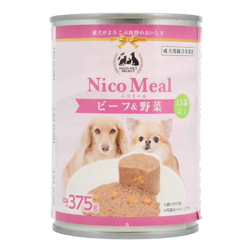 ビバホーム NicoMeal 13歳以上用ビーフ＆野菜 375g&times;24個セット, １３歳以上用ビーフ＆野菜, 375g&times;24個セット