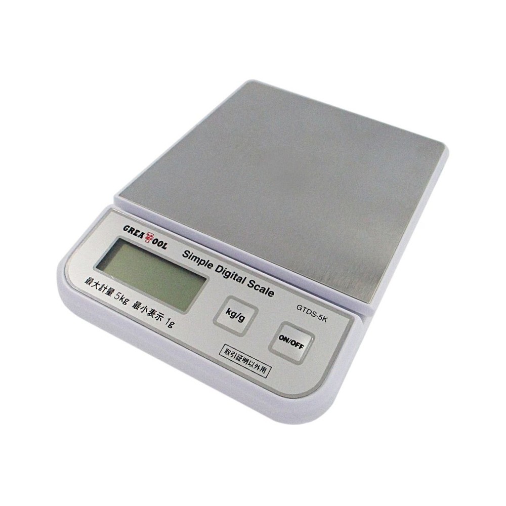 簡易デジタルはかり 5kg 取引証明以外用 予備電池付 GTDS-05K, 簡易はかり, 5kg