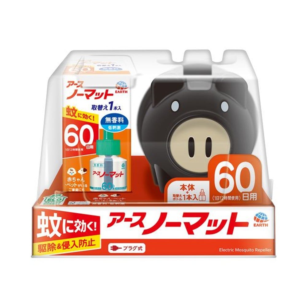 アース製薬　ノーマット蚊取り黒ブタ　６０日セット, 無香料, 60日用セット