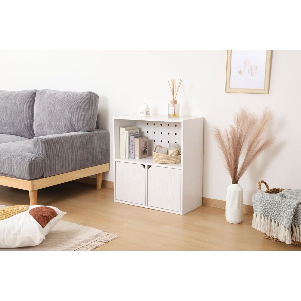 不二貿易 連結できる収納ボックス　オーク　ＷＨ【メーカー直送・代引不可】, ホワイト, 幅600mm&times;奥行290mm&times;高さ646mm