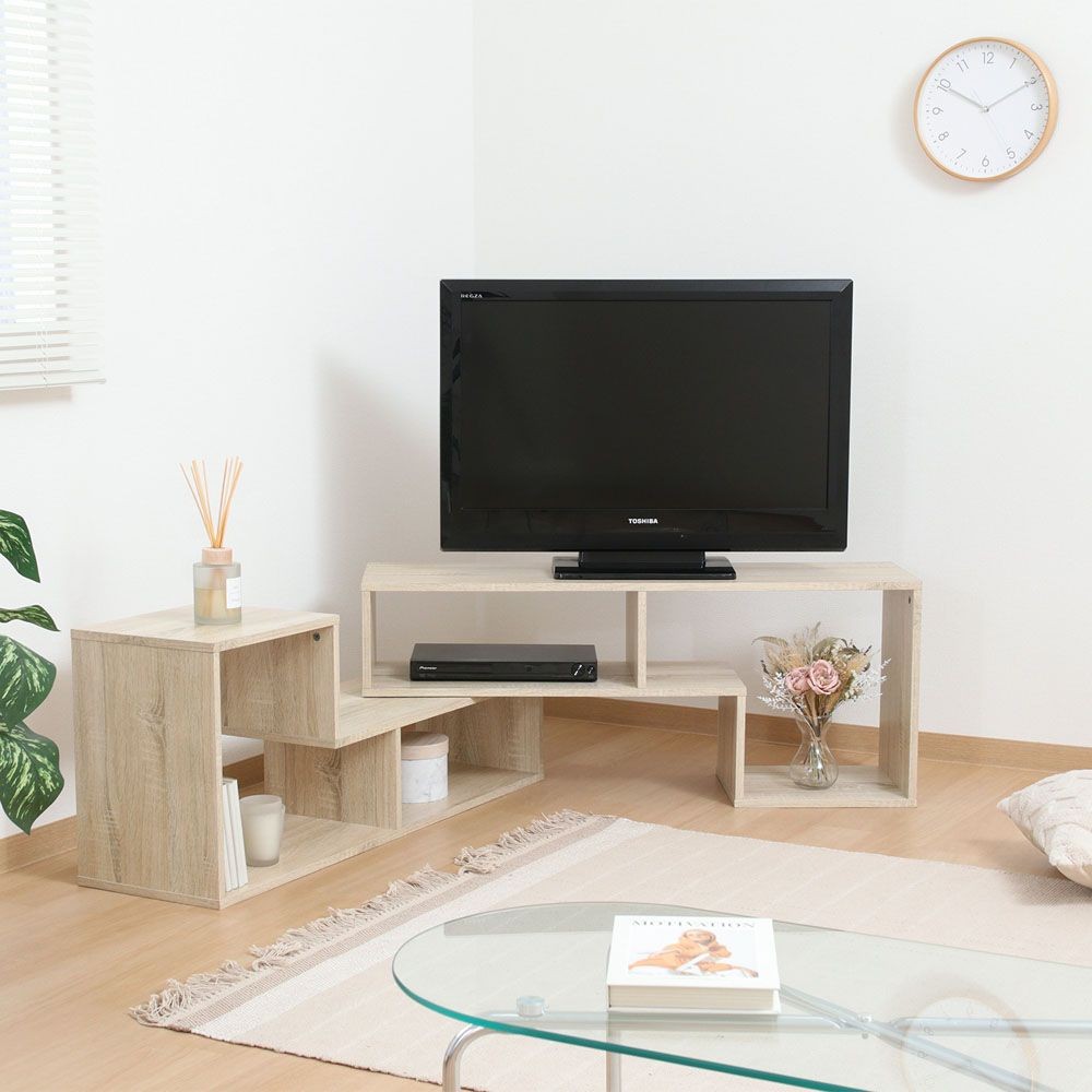 不二貿易 Ｌ字型伸縮ＴＶボード　オーク【メーカー直送・代引不可】, オーク, 幅mm&times;奥行296mm&times;高さ430mm