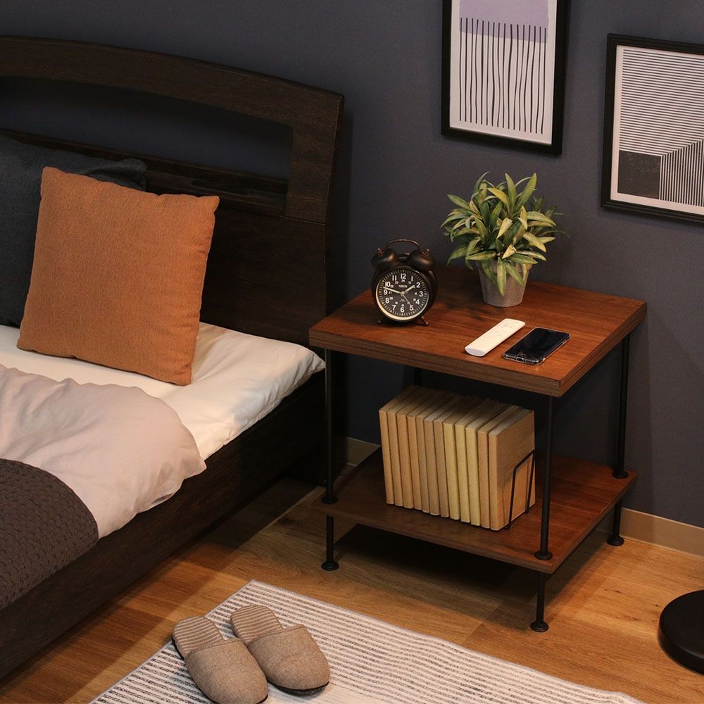 不二貿易 ＥＺＢＯツイストロック　サイドテーブル　ＭＢＲ【メーカー直送・代引不可】, ブラウン, 幅470mm&times;奥行400mm&times;高さ480mm