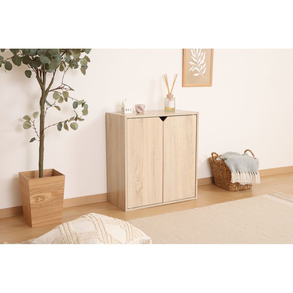 不二貿易 連結できる収納ボックス　扉付　オーク【メーカー直送・代引不可】, オーク, 幅600mm&times;奥行290mm&times;高さ646mm