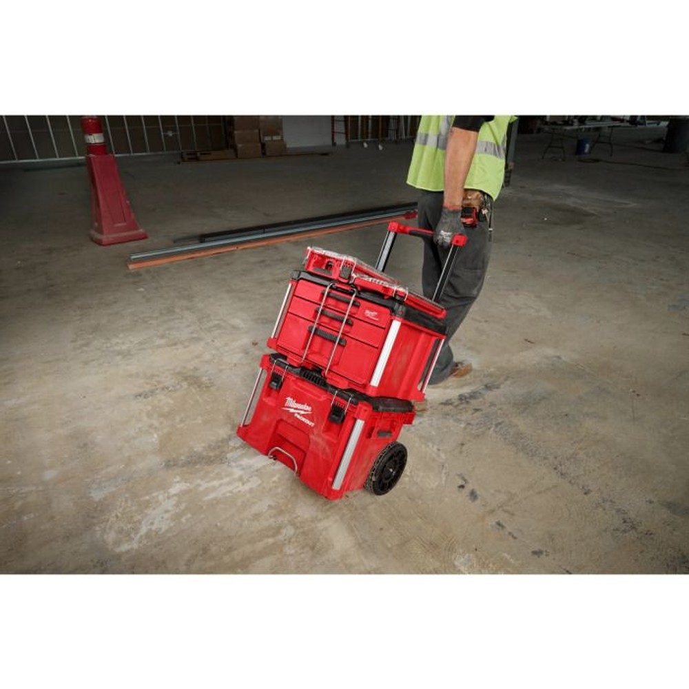 milwaukee PACKOUT キャリー式ツールボックス, 赤, 幅56.1&times;奥行47.2&times;高さ49.5cm