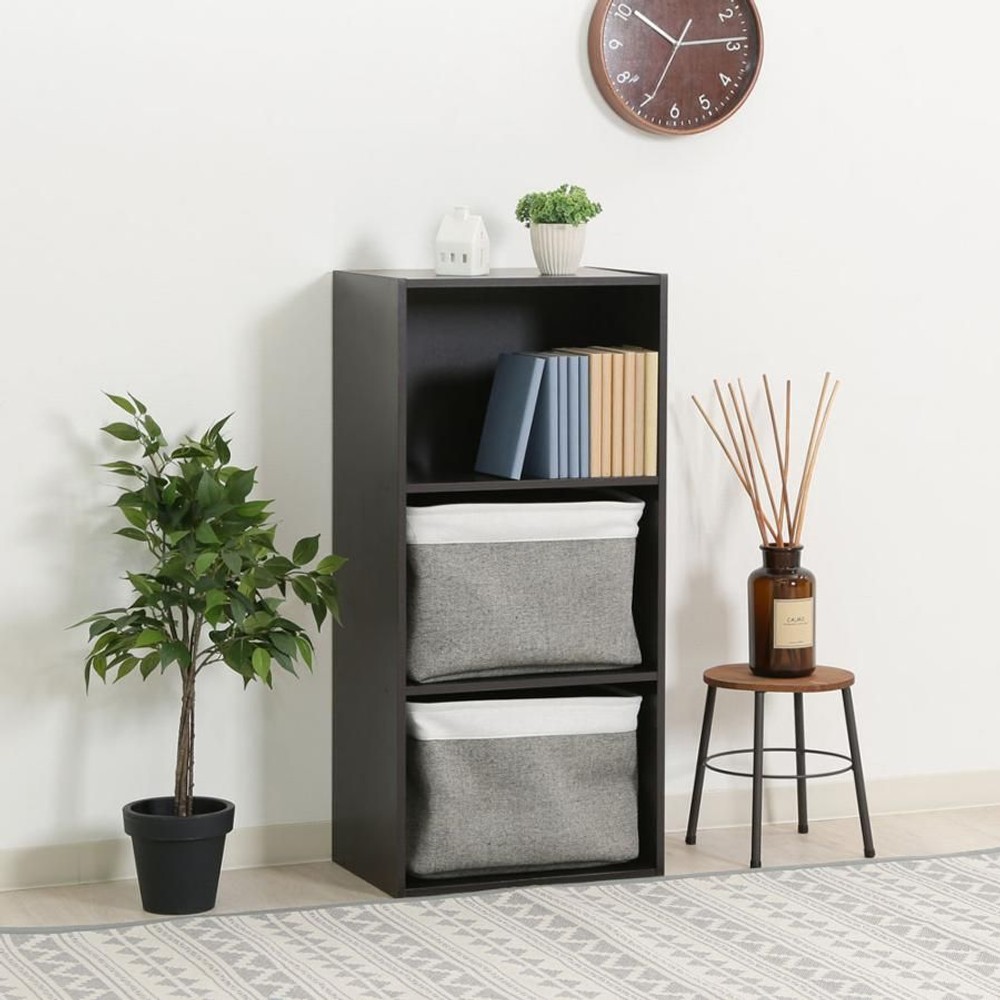 カラーボックス　3段【メーカー直送・代引不可】, ブラウン, 3段