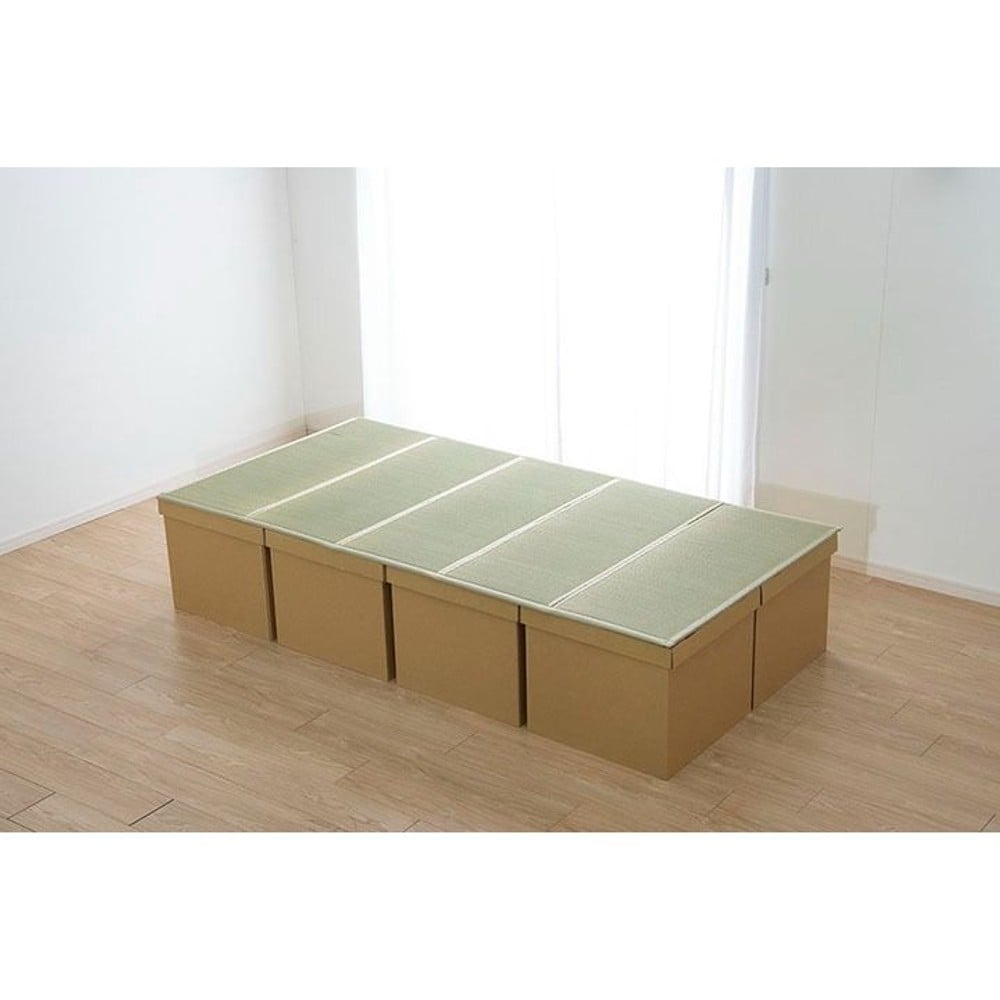 イケヒコ 防災用品 簡易段ボールベッド+畳マットレス シングル 約100&times;200cm 5連 【メーカー直送・代引不可】, 畳付き, 100&times;200cm
