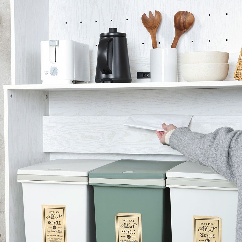 不二貿易 ゴミ箱上キャビネット　９０幅　オークＷＨ【メーカー直送・代引不可】, オーク, 幅885mm&times;奥行398mm&times;高さ1800mm