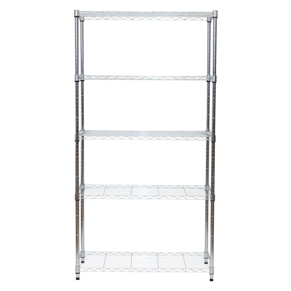 【数量限定】ドウシシャ システムワイヤーラック5段90Ｗ SW25-90175 （幅91.5cm&times;奥行46cm&times;高さ174cm）, シルバー, 幅915mm&times;奥行460mm&times;高さ1740mm