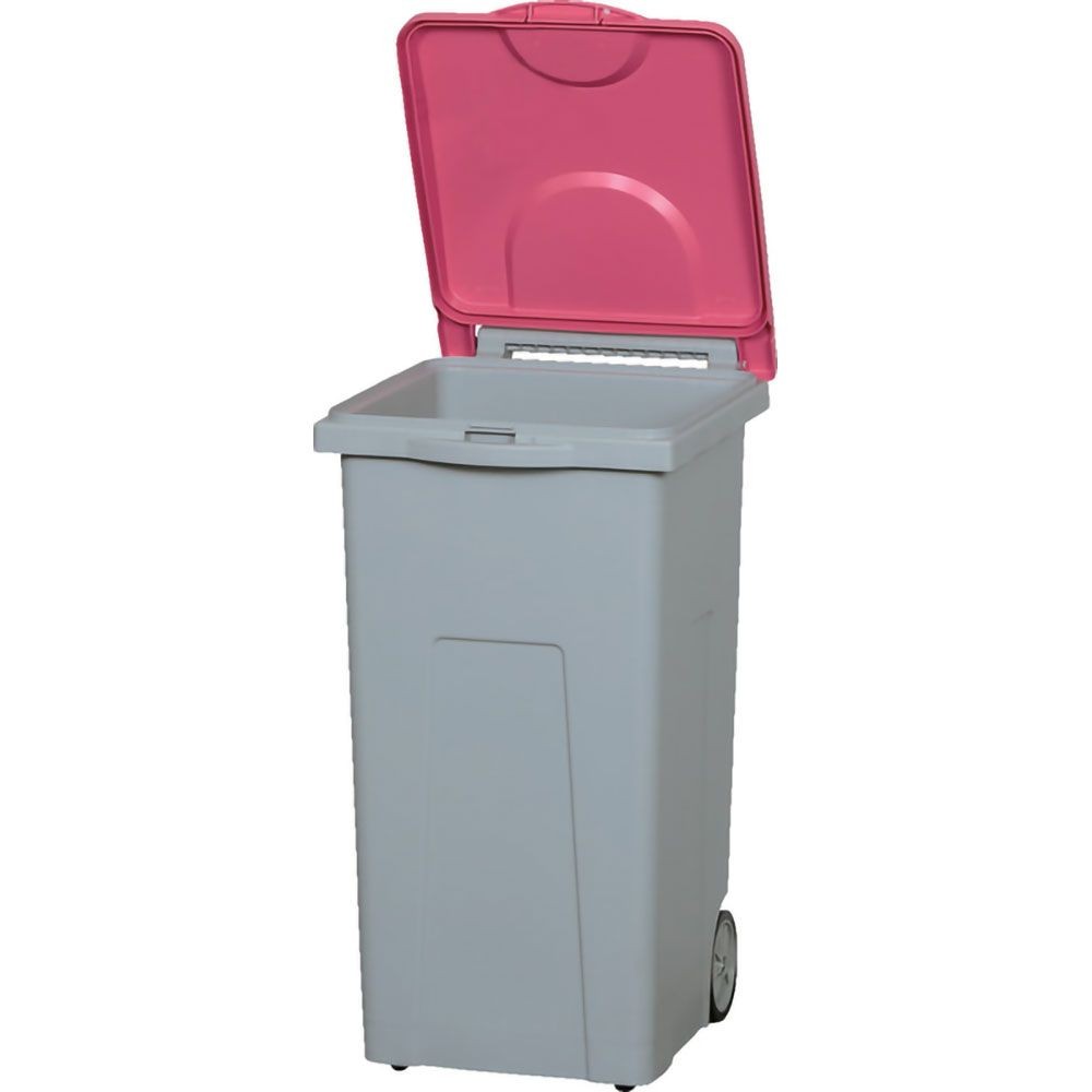 サンコー　ゴミ箱　グレー/レッド　ＳＣＢ９０Ｐ　４輪　【メーカー直送・代引不可】【法人限定】【日祝配送不可・時間指定不可】, グレー/レッド, 4輪
