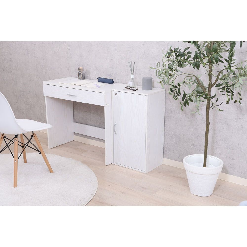 不二貿易 鍵付き収納ボックス　オークＷＨ【メーカー直送・代引不可】, ホワイト, 幅390mm&times;奥行310mm&times;高さ720mm