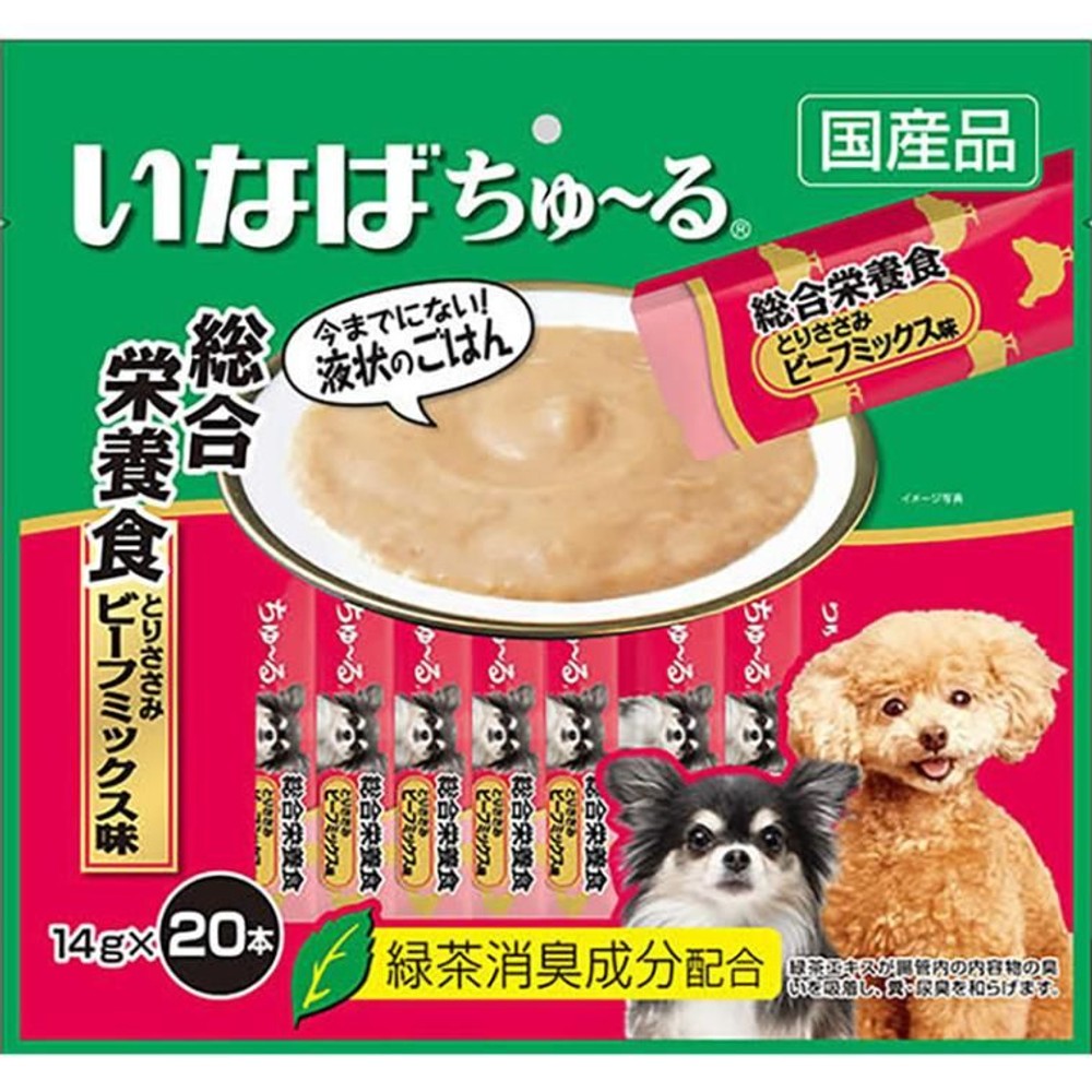 犬ちゅーる総合栄養食　とりささみビーフミックス20本, とりささみビーフミックス, 14g×20本入り