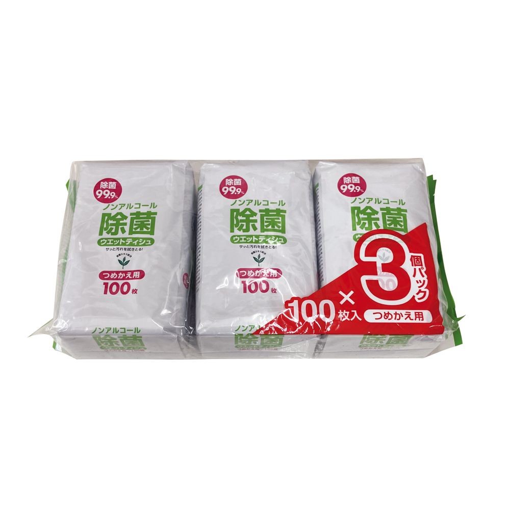 ノンアルコール除菌ウェット詰替100枚×3個, ノンアルタイプ, 300P