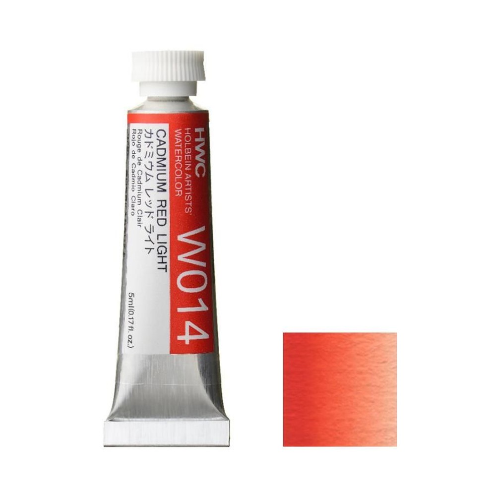 ホルベイン 透明水彩絵具 2号 (5ｍｌ) W014 カドミウム レッド ライト, W014カドミウムレッドライト, 2号 (5ｍｌ) 
