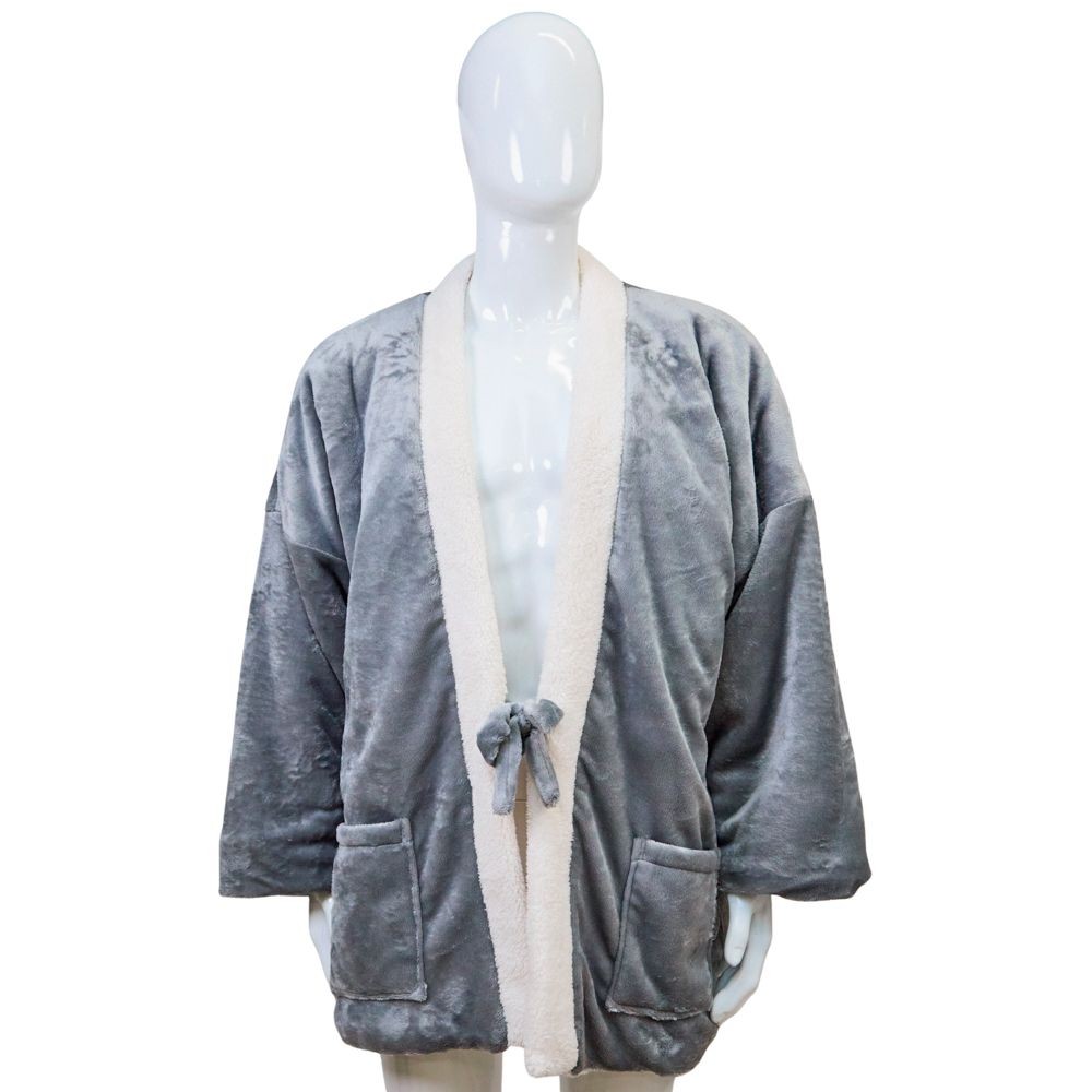 WIZ'A　ウィザ　毛布のようなはんてん　大きめ　グレー, グレー, 大きめ