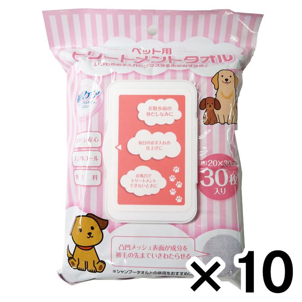 ペット用トリートメントタオル30枚入 ×10個セット, その他カラー１, その他サイズ１