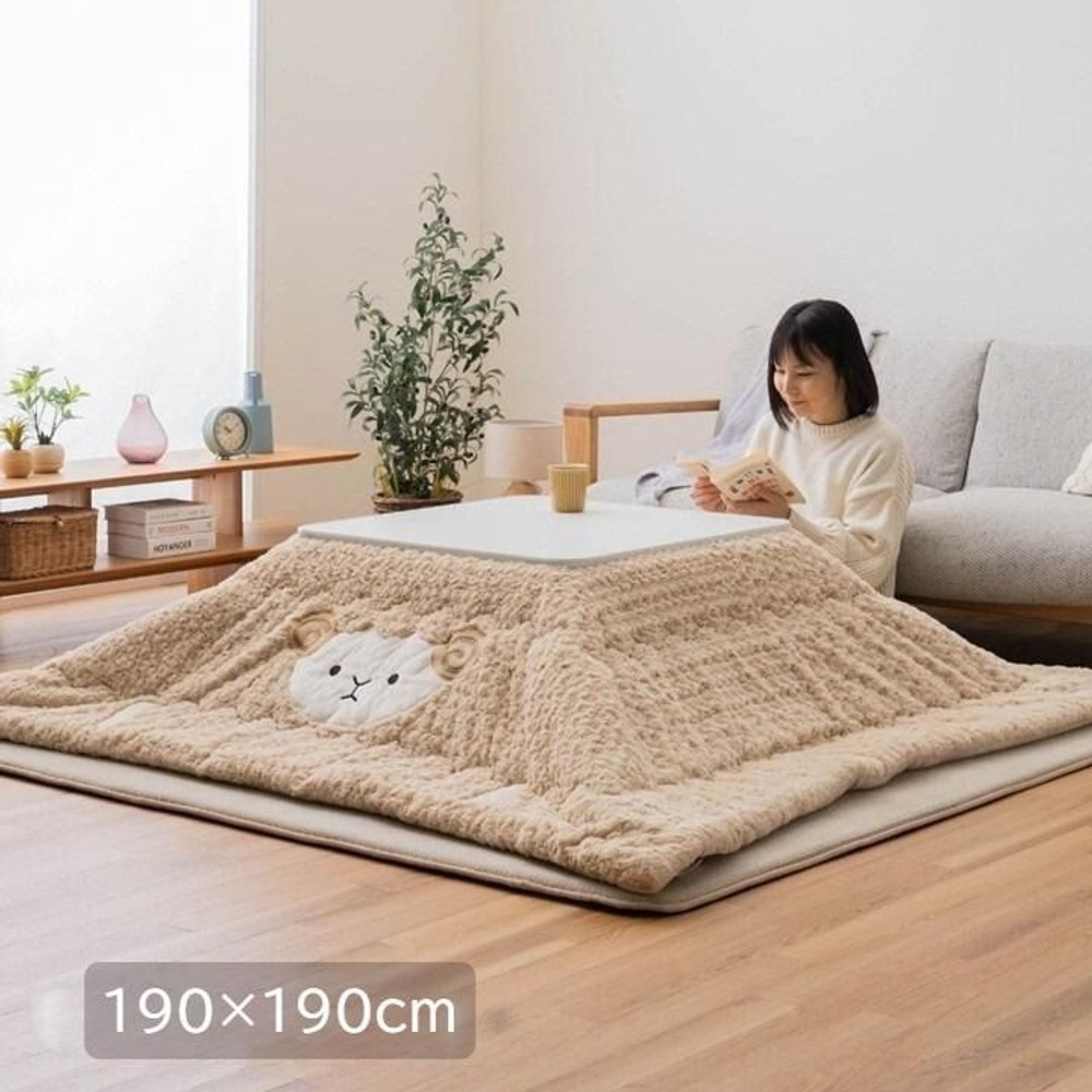 イケヒコ こたつ掛布団 ひつじ ベージュ 190&times;190cm ベージュ 【メーカー直送・代引不可】, ベージュ, 190&times;190cm