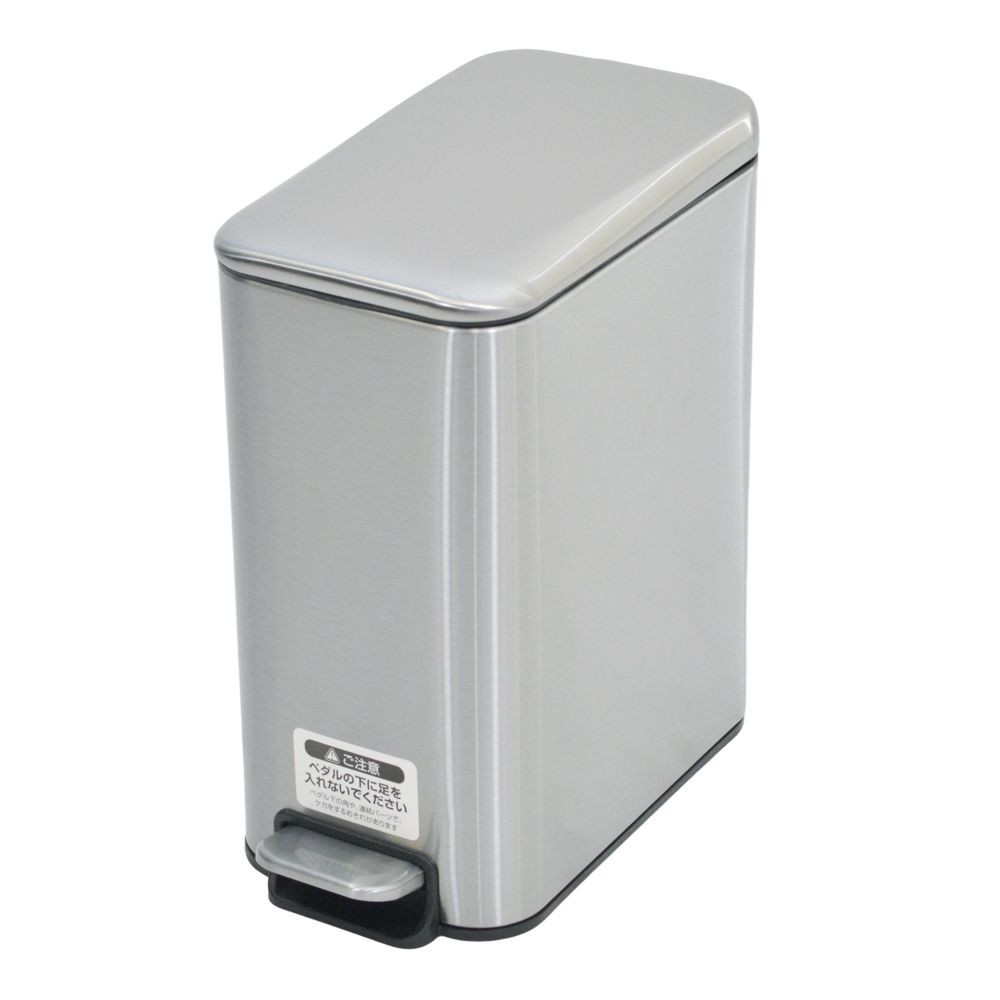 ステンレスペダルペール スリム型, シルバー, 5.0L