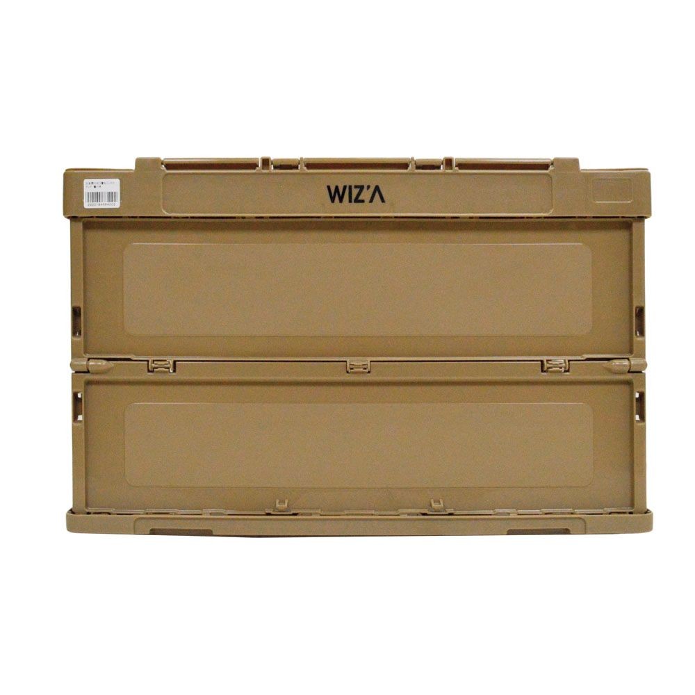 WIZ'A ウィザ 三面扉付折り畳みコンテナ　蓋付き, サンド, 容量：50L