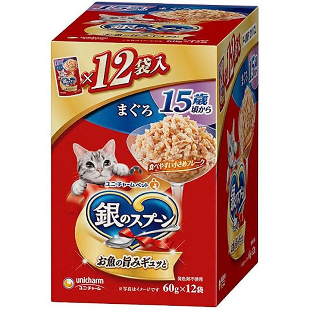 ユニチャーム　銀のスプーンパウチ　15歳　60ｇＸ12Ｐ, 15歳からまぐろ, 60g&times;12P