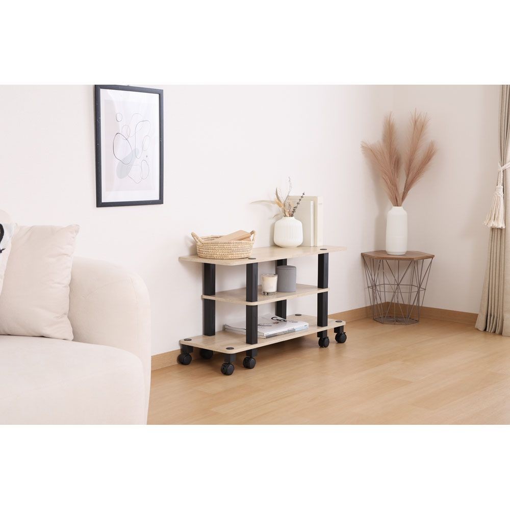 不二貿易 フィット　ＴＶ台（キャスター付）　オーク【メーカー直送・代引不可】, オーク, 幅800mm&times;奥行295mm&times;高さ445mm