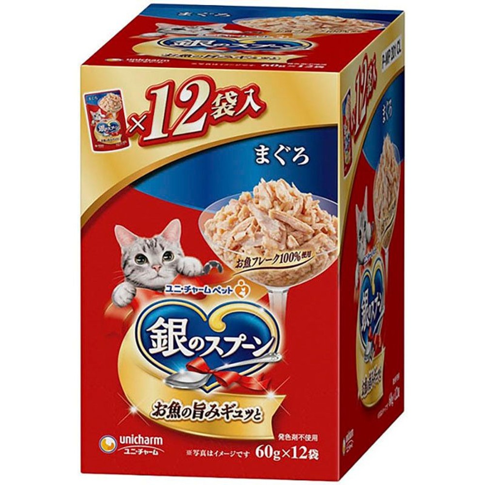 ユニチャーム　銀のスプーンパウチ　まぐろ60ｇＸ12Ｐ, まぐろ, 60g&times;12P