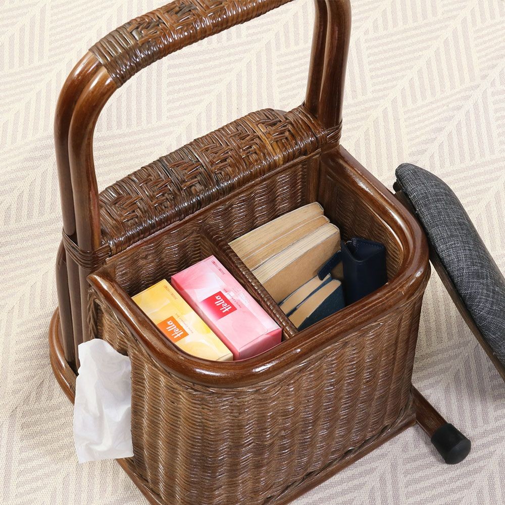 不二貿易 ラタン　つかまり収納ステッキ　ＢＲ【メーカー直送・代引不可】, ブラウン, 幅310mm&times;奥行390mm&times;高さ550mm