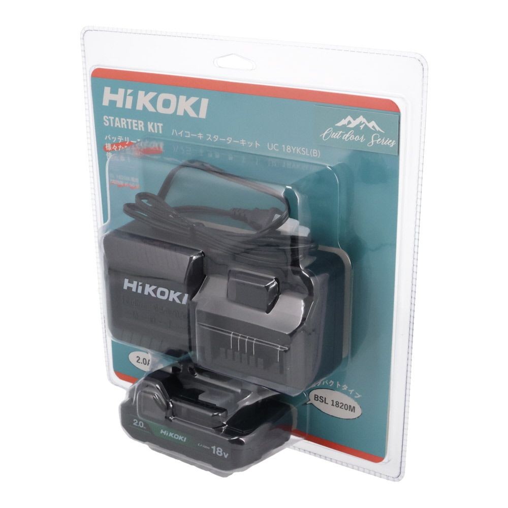 HiKOKI ハイコーキ スターターキット UC18YKSL (B) ※急速充電器UC18YKSL + スライド式リチウムイオン蓄電池 BSL1820M 18V2.0Ah, ブラック, スターターキット