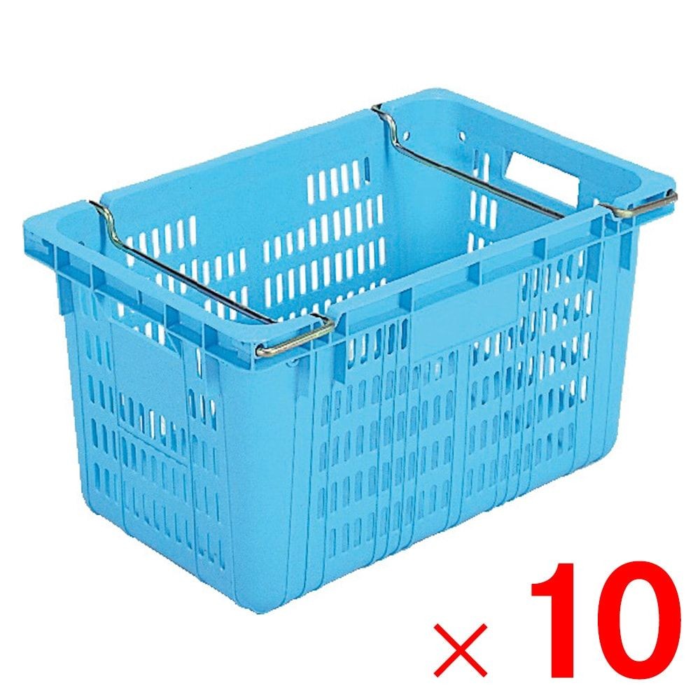 サンコー サンテナー A#50M-2 PP ハンドル付 ライトブルー 104608-01 &times;10個セット【メーカー直送・代引不可】【法人限定】【日祝配送不可・時間指定不可】, ライトブルー, 10P