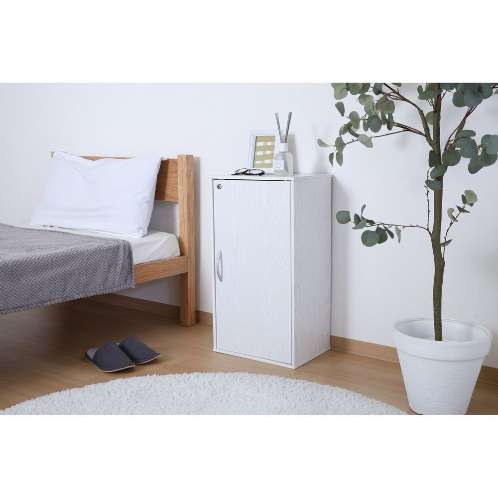 不二貿易 鍵付き収納ボックス　オークＷＨ【メーカー直送・代引不可】, ホワイト, 幅390mm&times;奥行310mm&times;高さ720mm