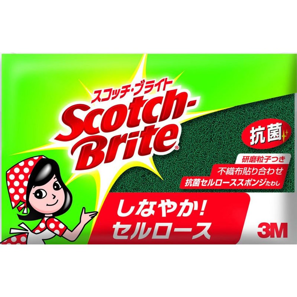 3Ｍ　スコッチ抗菌セルローズタワシ　Ｃ―31Ｋ, グリーン・イエロー, 1個入り