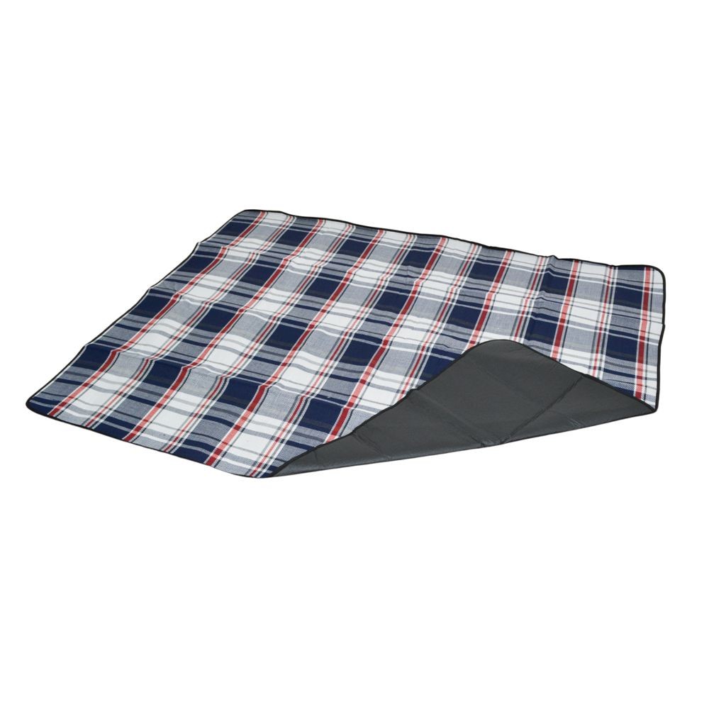 ●起毛　折りたたみレジャーシートＷチェック140&times;180ｃｍ, ブルー, 約620g