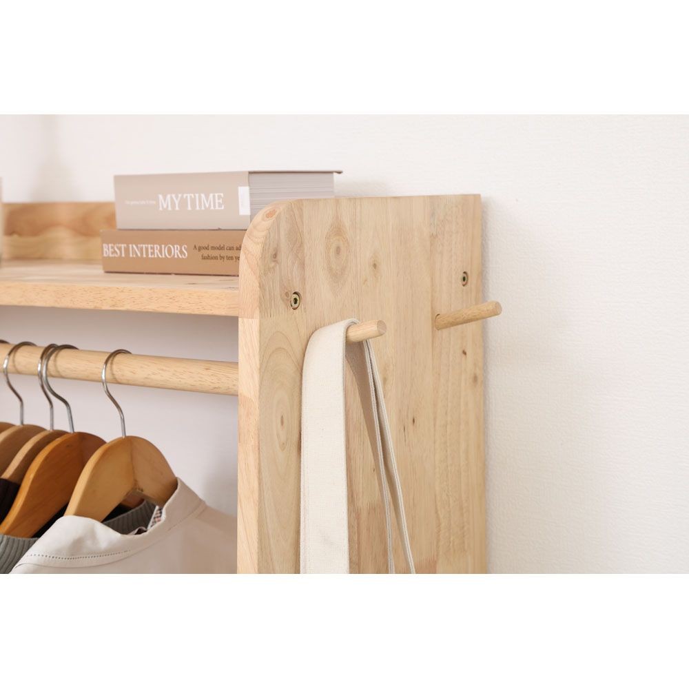 不二貿易 ＮＳ　壁面収納ユニット　トップハンガーラック【メーカー直送・代引不可】, ナチュラル, 幅700mm×奥行340mm×高さ1000mm