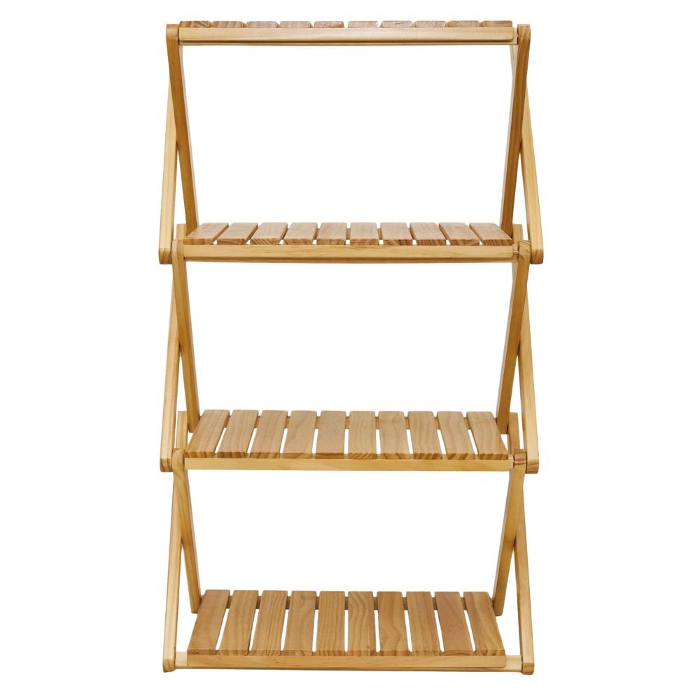 WIZ'A ウィザ　木製フォールディングラック　幅４６ｃｍ　４段, 天然木, 4段