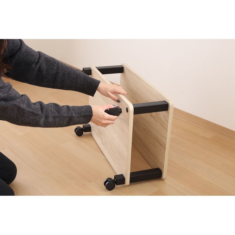 不二貿易 フィット　マルチテーブル（キャスター付）　オーク【メーカー直送・代引不可】, オーク, 幅595mm&times;奥行390mm&times;高さ285mm