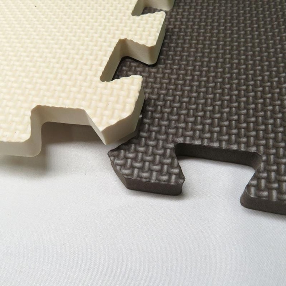 つなげるソフトマット　8枚組, ブラウンＸアイボリー, 32cm