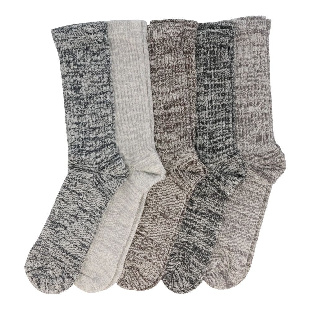 WIZ'A ウィザ 働く男の靴下　先丸　５足組　杢　25-27cm　ミドル丈, 杢, 25〜27cm