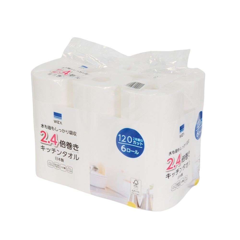 ウィザ WIZ'A キッチンタオル２．４倍巻６ロール, 2.4倍巻, 6ロール