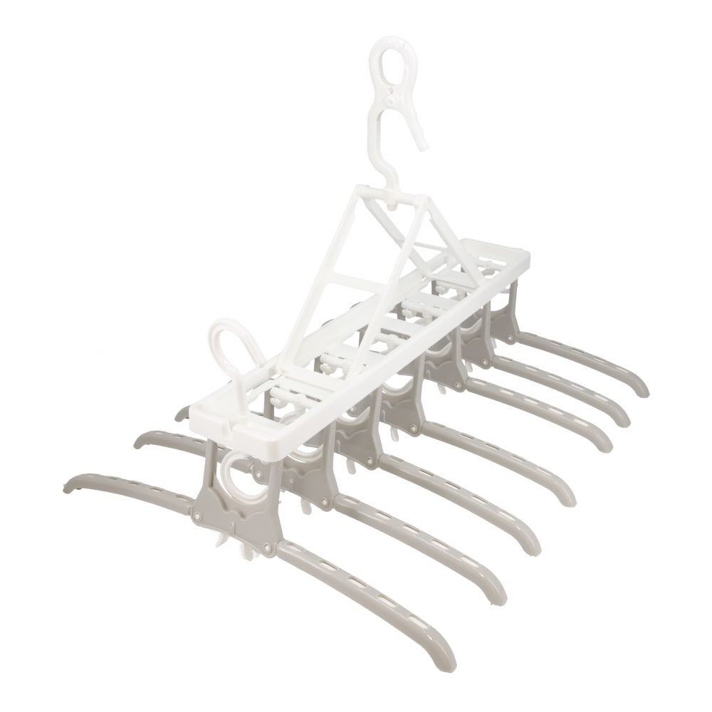 ハンガーが折りたためる７連ハンガースライド式, ホワイト＋ブルー, ハンガー7連