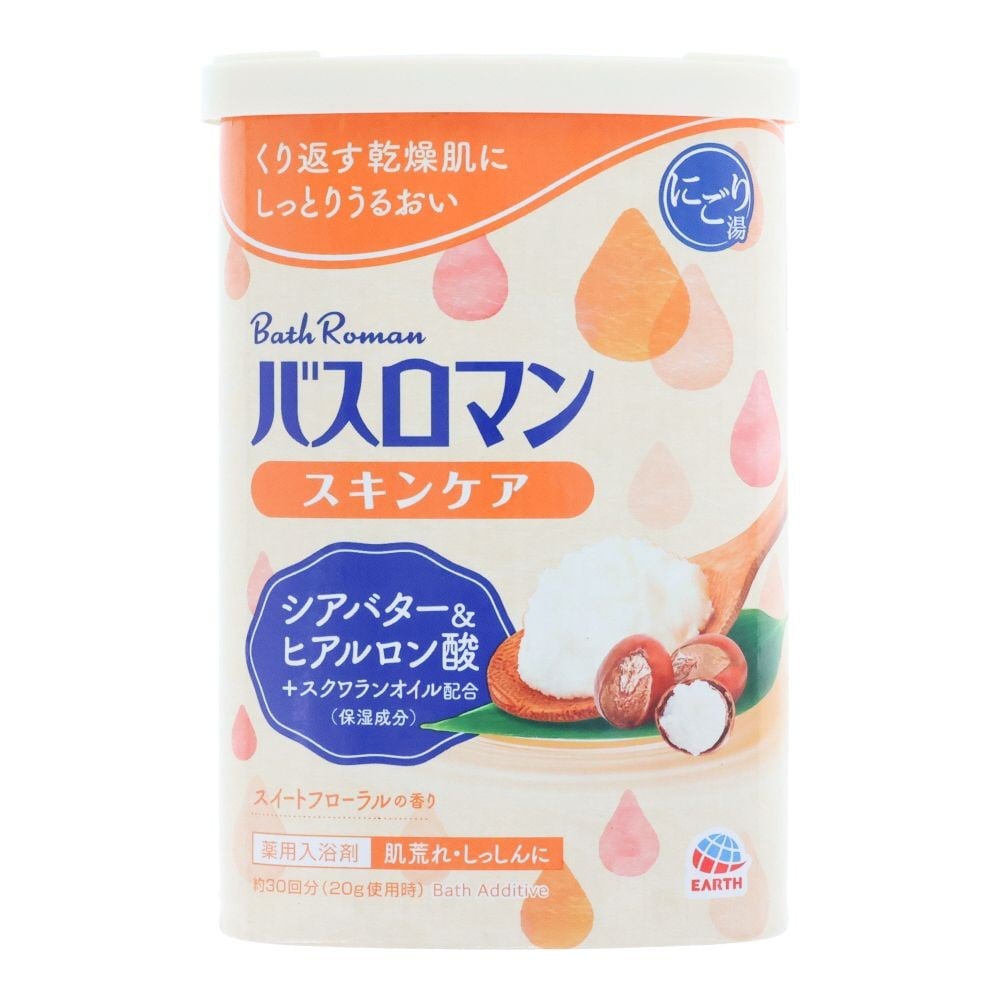 アース　バスロマンスキンケア　シアバター＆ヒアルロン酸　６００ｇ, クリーミーホワイトの湯色（にごり）, 600g
