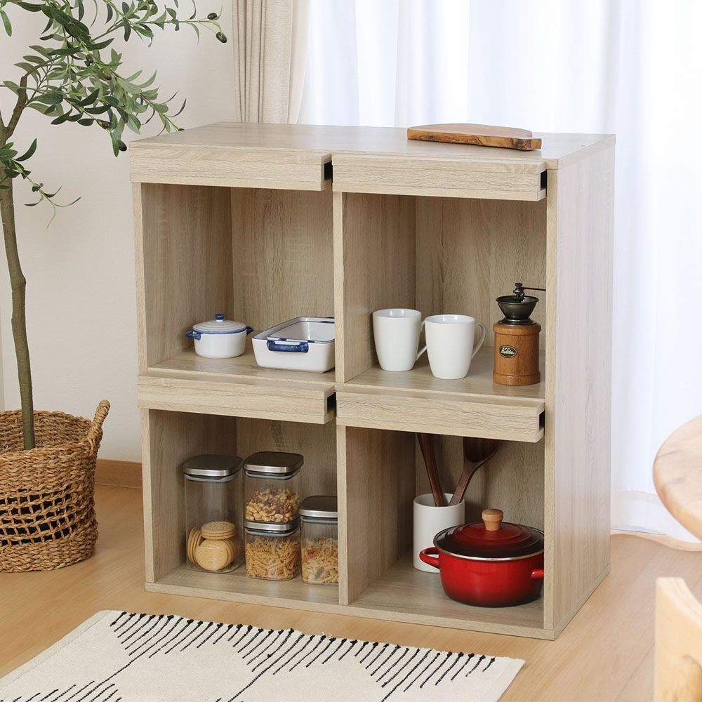 不二貿易 ディスプレイラック　４マス　オーク　ＤＰ８０８５【メーカー直送・代引不可】, オーク, 幅800mm&times;奥行400mm&times;高さ850mm