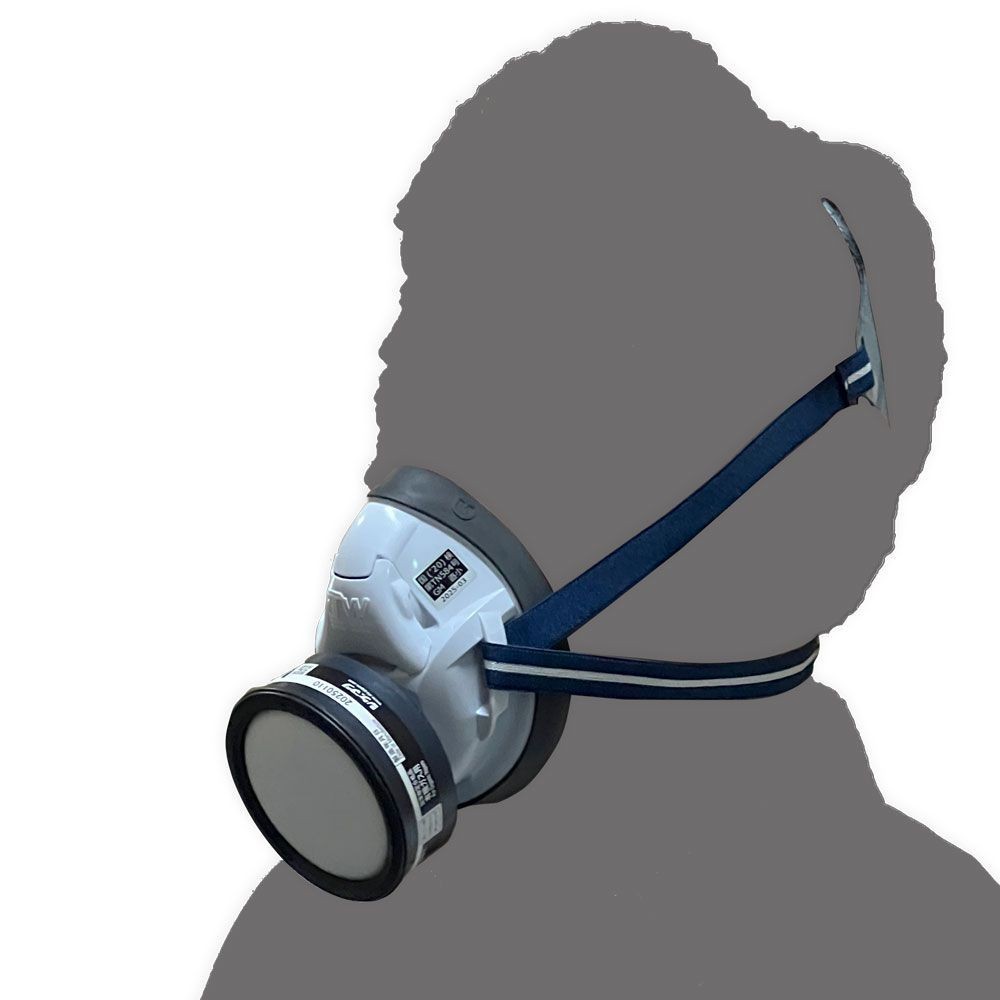 重松製作所（SHIGEMATSU WORKS） 直結式　小型　防毒マスク　白磁　ＴＳ／ＯＶ防じん機能付有機ガス用吸収缶付 TW01-M-WH, 黒, TW01-M-WH