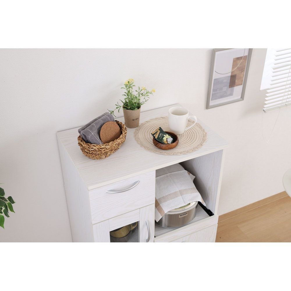 不二貿易 キッチンボード　オークＷＨ【メーカー直送・代引不可】, ホワイト, 幅600mm&times;奥行398mm&times;高さ950mm