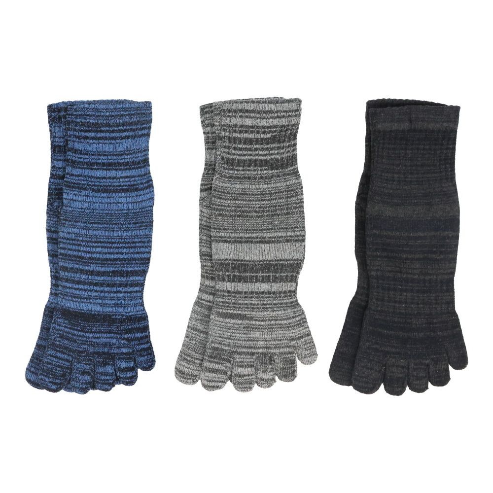 WIZ'A ウィザ 消臭・抗菌　銀イオン６Ｐ　５本指アンクル丈　杢柄, アソート, 25.0〜27.0cm