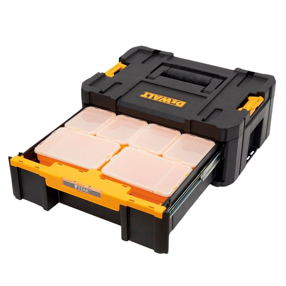 DEWALT/デウォルト システムツールボックス TSTAK ティースタック1段チェスト, 黒/黄, 1段チェスト