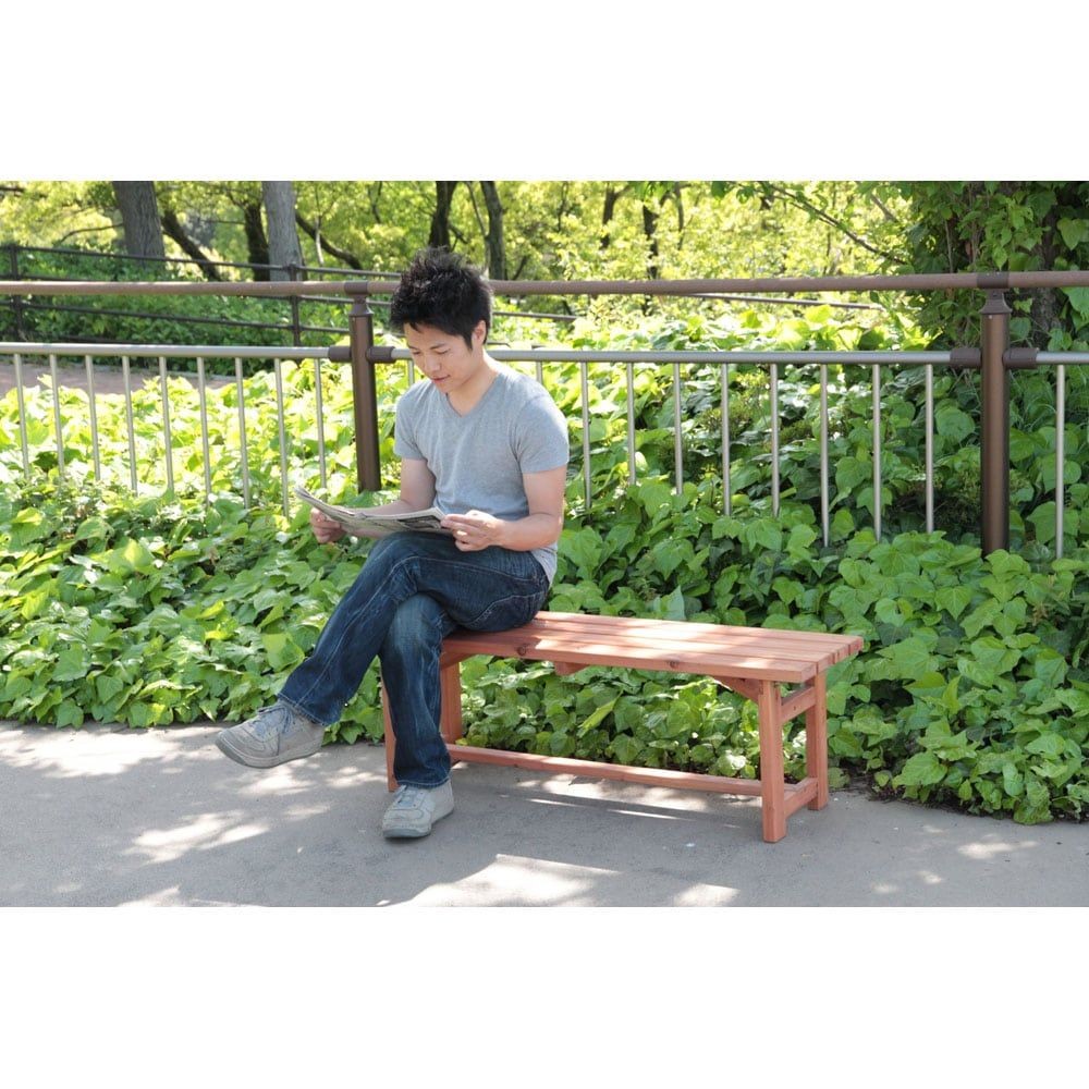 木製ベンチ120【メーカー直送・代引不可】, ブラウン, 120cm