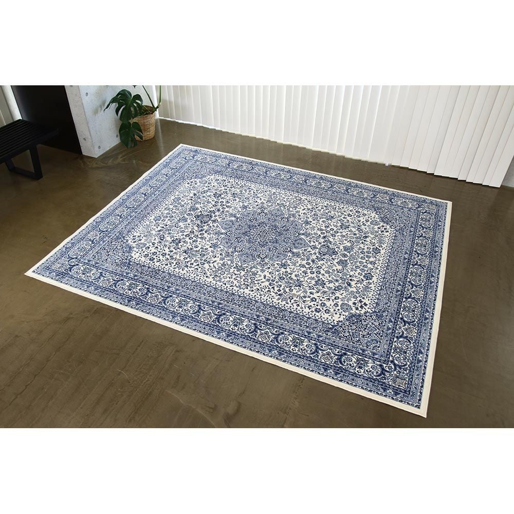 洗える・抗菌防臭・床暖房対応 185&times;185cm 国産モケットラグ SNM ブルー, ブルー, 185&times;185cm